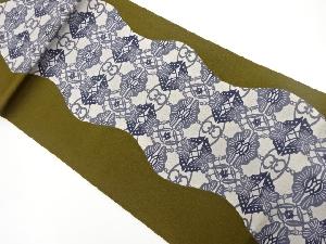 縮緬地型染よろけ縞に蝶・松竹梅模様名古屋帯